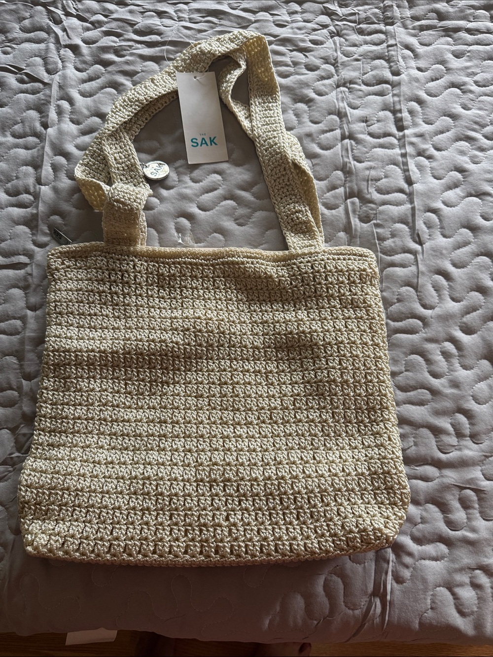 NWT The Sak Cream Crochet Tote Shoulder Bag New In Packaging